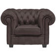 CHESTERFIELD-SESSEL - Wengefarben/Dunkelbraun, LIFESTYLE, Holz/Textil (115/76,5/96cm) - Landscape