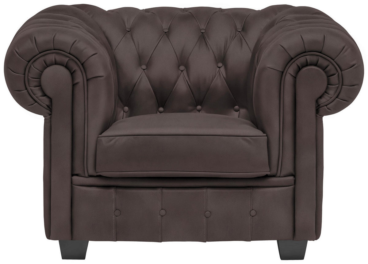 CHESTERFIELD-SESSEL - Wengefarben/Dunkelbraun, LIFESTYLE, Holz/Textil (115/76,5/96cm) - Landscape