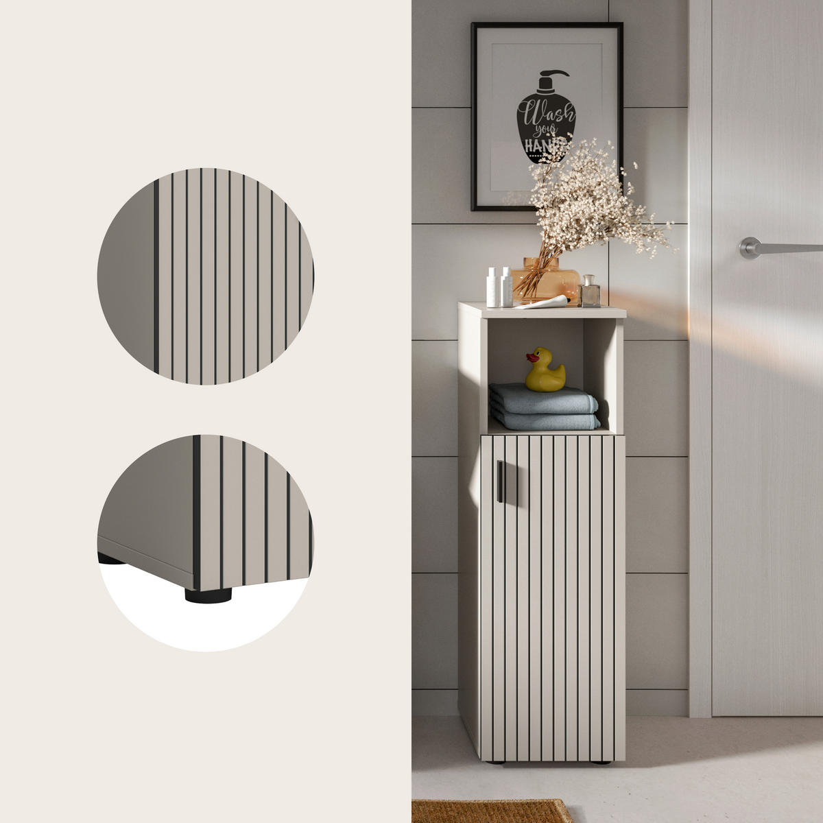 MIDISKÅP  - svart/kashmir, Trend, trämaterial/plast (30/95/30cm) - MID.YOU