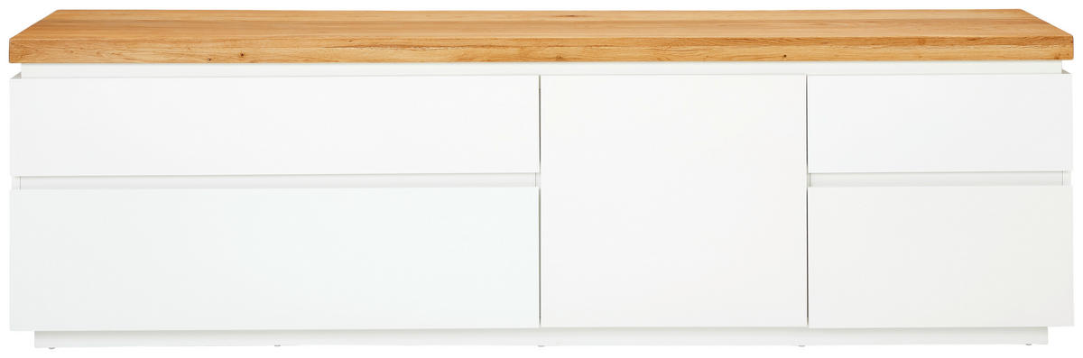 KOMODA - NISKA   195/58/42 cm   bijela, boje hrasta   - bijela/boje hrasta, Konvencionalno, drvni materijal/drvo (195/58/42cm) - Novel