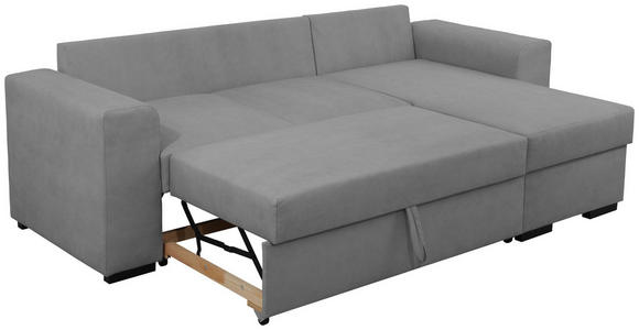 ECKSOFA in Webstoff Hellgrau  - Hellgrau/Schwarz, KONVENTIONELL, Kunststoff/Textil (243/155cm) - Carryhome