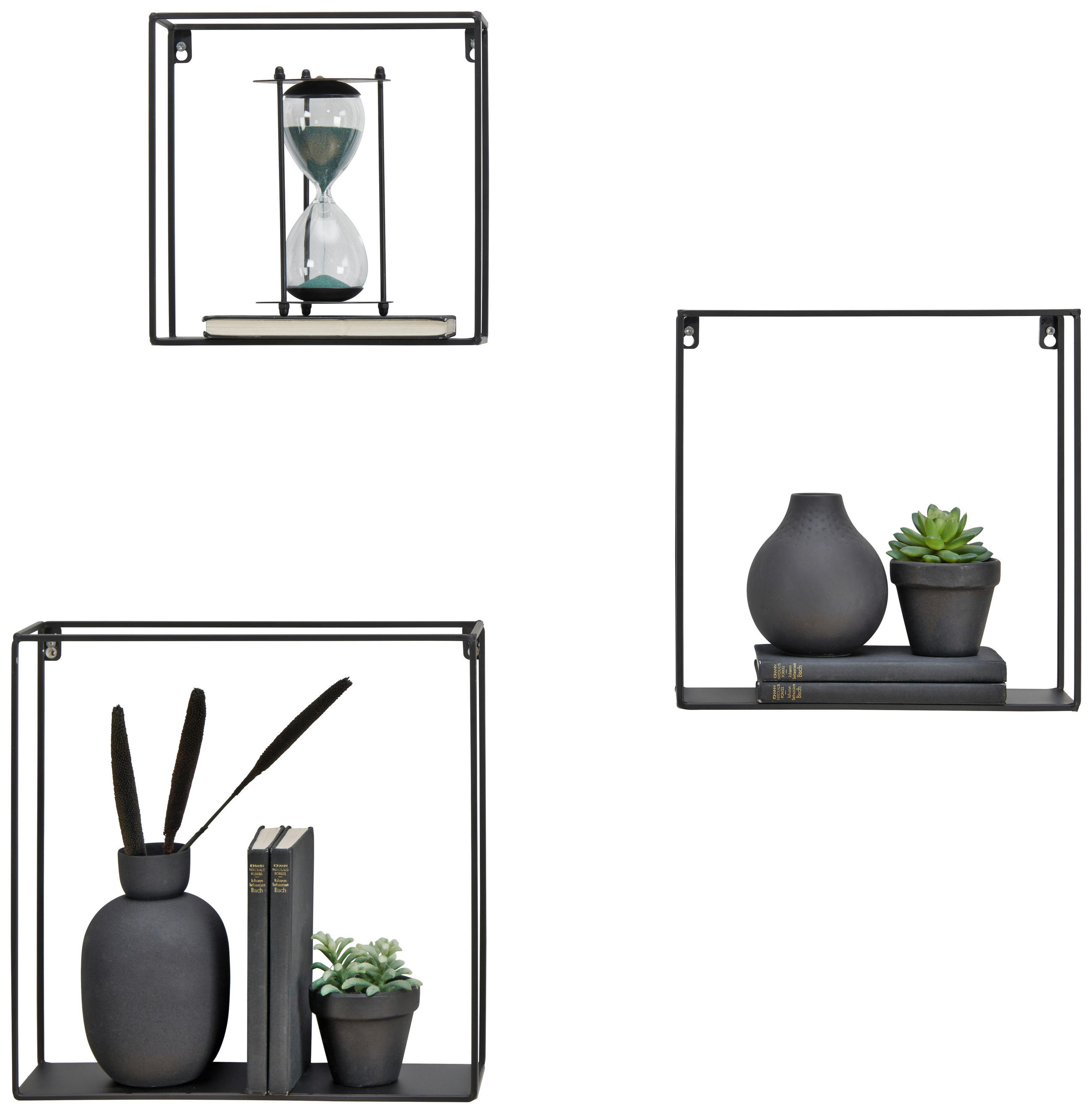 Thumbnail - Landscape Wandregalset, Schwarz, Metall, 3-teilig, 35x35x10 cm, Bsci, Küchen, Küchenmöbel, Küchenregale