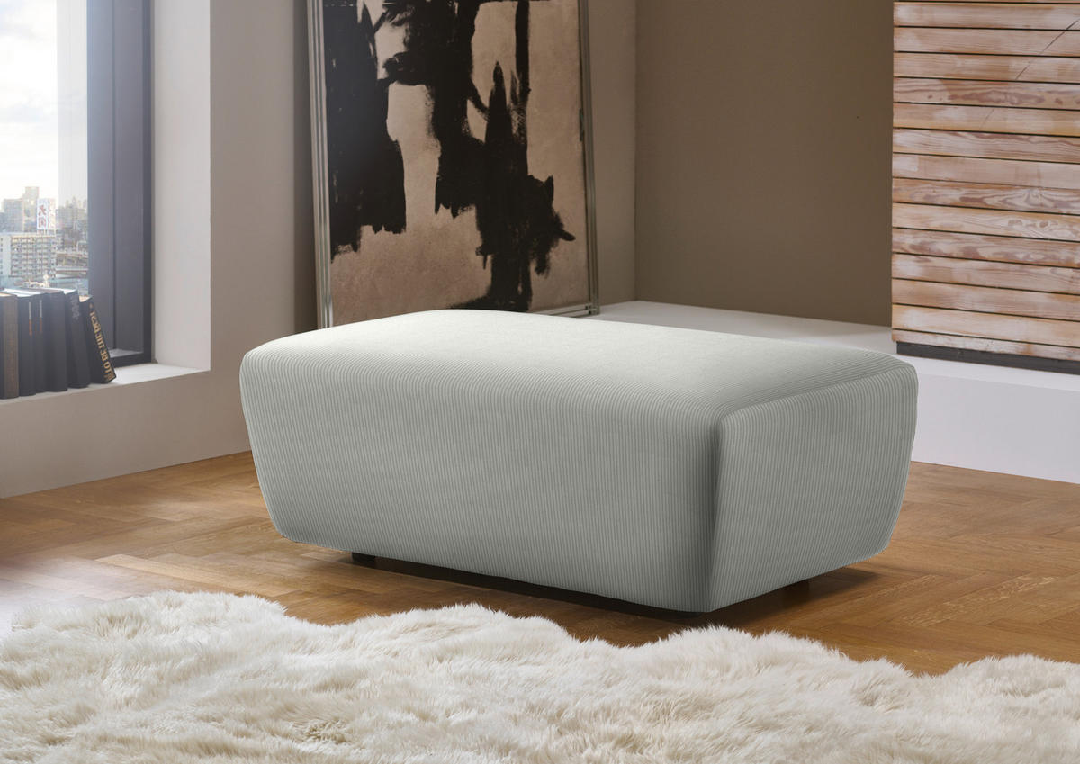 ECKSOFA in Feincord Silberfarben  - Silberfarben/Schwarz, Design, Kunststoff/Textil (174/302cm) - Beldomo Style