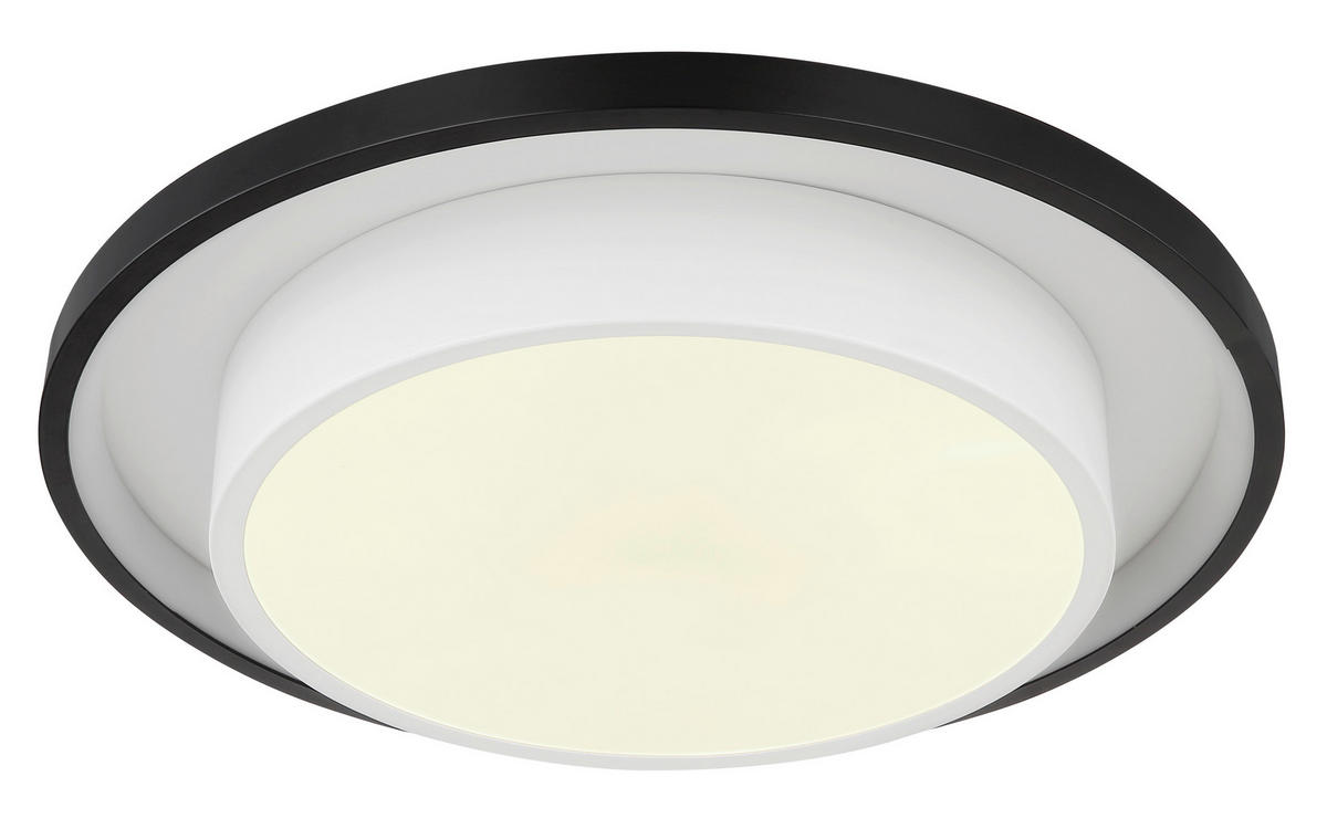 LED-DECKENLEUCHTE 39,5/5 cm   - Opal/Schwarz, Design, Kunststoff/Metall (39,5/5cm) - Globo