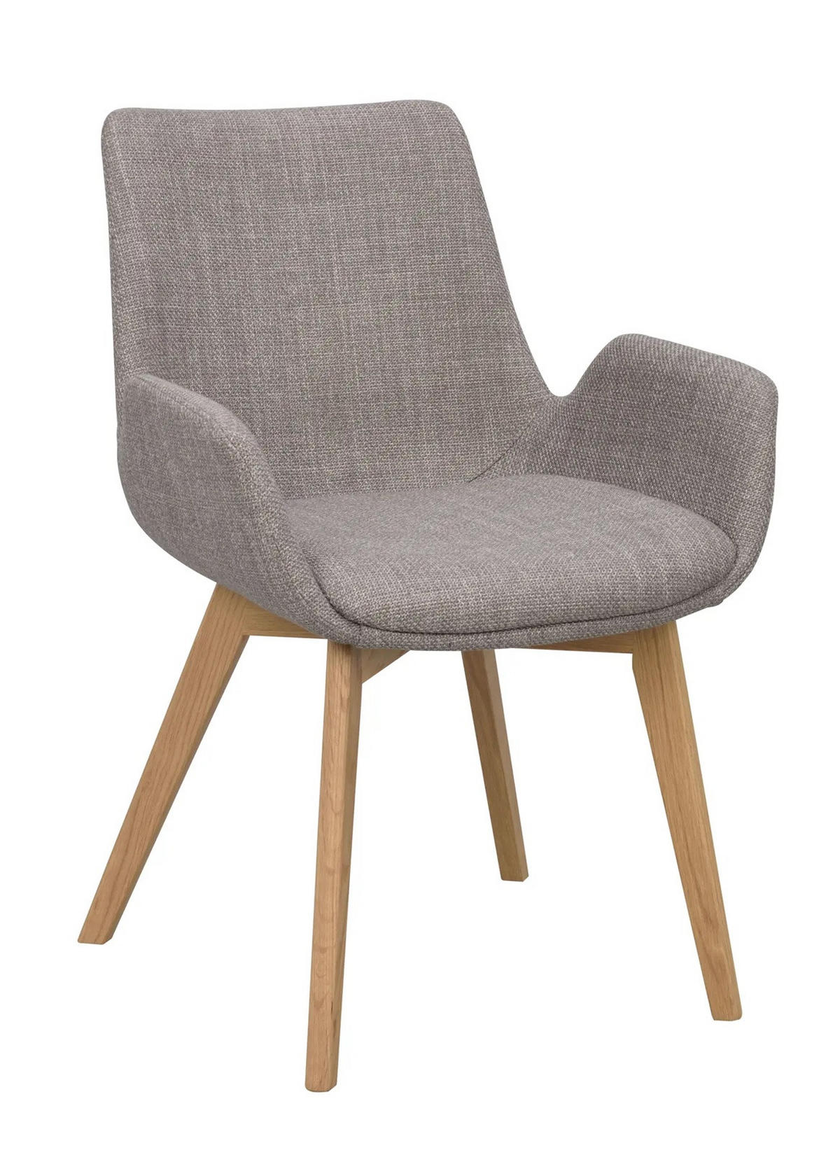STOL MED ARMSTÖD     - grå/ekfärgad, Klassisk, trä/textil (59/81/59cm) - Rowico