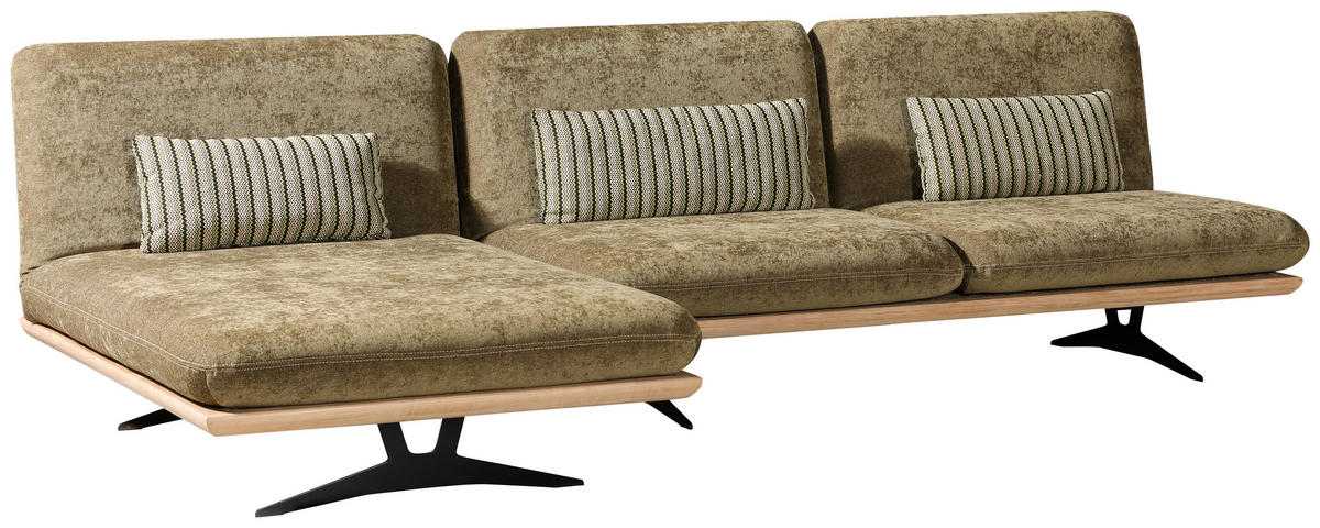 OTTOMANE in Webstoff Hellgrün  - Beige/Schwarz, Design, Holz/Textil (114/92/165-218cm) - Dieter Knoll