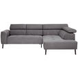 ECKSOFA in Feincord Anthrazit  280/205 cm  - Anthrazit/Schwarz, Design, Textil/Metall (280/205cm) - Xora