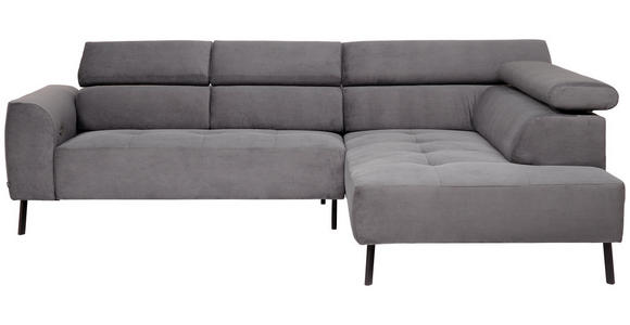 ECKSOFA in Feincord Anthrazit 280/205 cm - Anthrazit/Schwarz, Design, Textil/Metall (280/205cm) - Xora