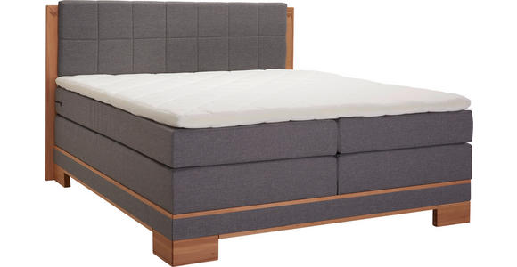 BOXSPRINGBETT 160/200 cm  in Grau, Buchefarben  - Buchefarben/Grau, Natur, Holz/Textil (160/200cm) - Linea Natura