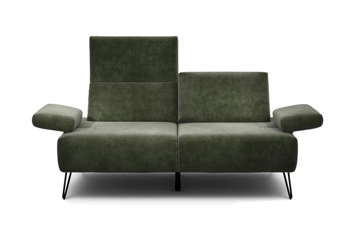 2-SITZER-SOFA Samt Waldgrün  - Waldgrün/Schwarz, Design, Textil/Metall (164-194/85/86-94cm) - SENSOO