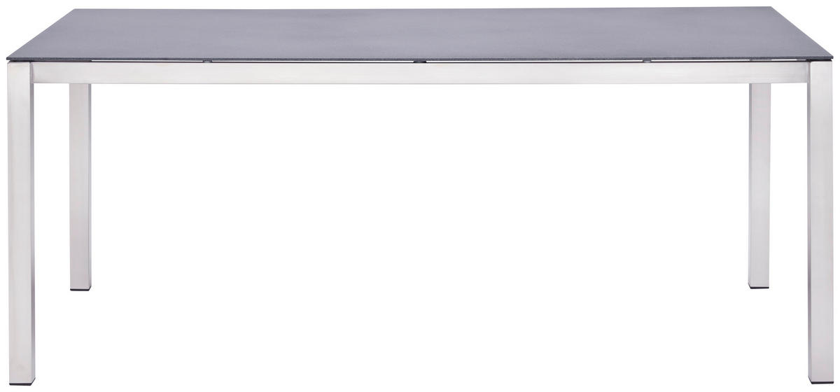 VRTNA MIZA kovina, steklo siva, barve nerjavečega jekla  - barve nerjavečega jekla/siva, Design, kovina/steklo (180/90/75cm) - Amatio