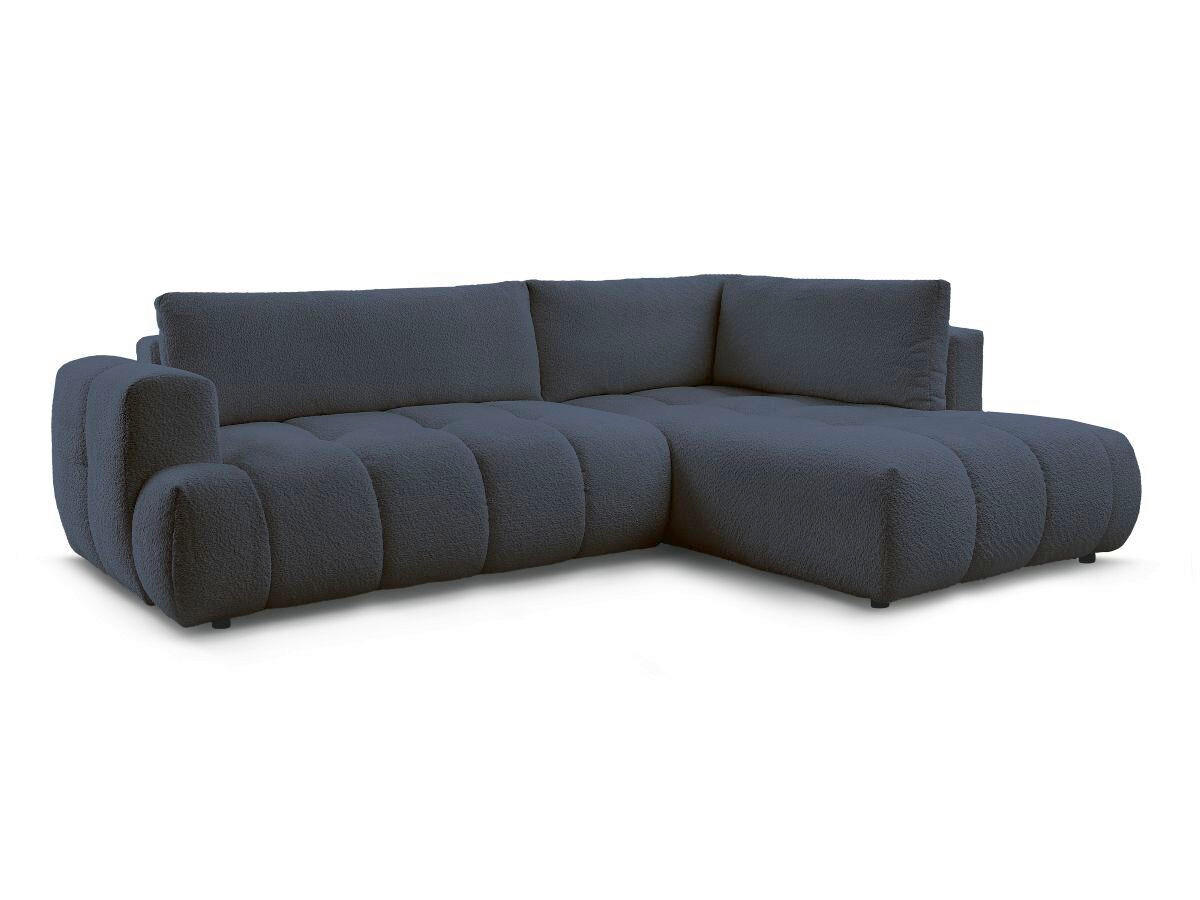ECKSCHLAFSOFA FUJI Bouclé Dunkelblau  inkl.  - Schwarz/Dunkelblau, MODERN, Kunststoff/Textil (282/204cm)