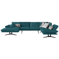 WOHNLANDSCHAFT Formia in Echtleder Petrol  - Petrol/Schwarz, Natur, Leder/Metall (155/359/217cm) - Dieter Knoll