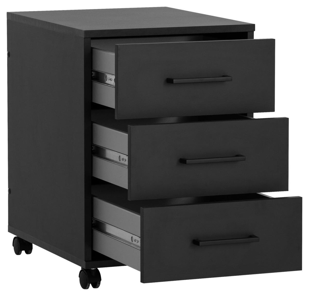 ROLLCONTAINER Schwarz  - Schwarz, MODERN, Holzwerkstoff/Kunststoff (40,1/57/50cm) - MID.YOU