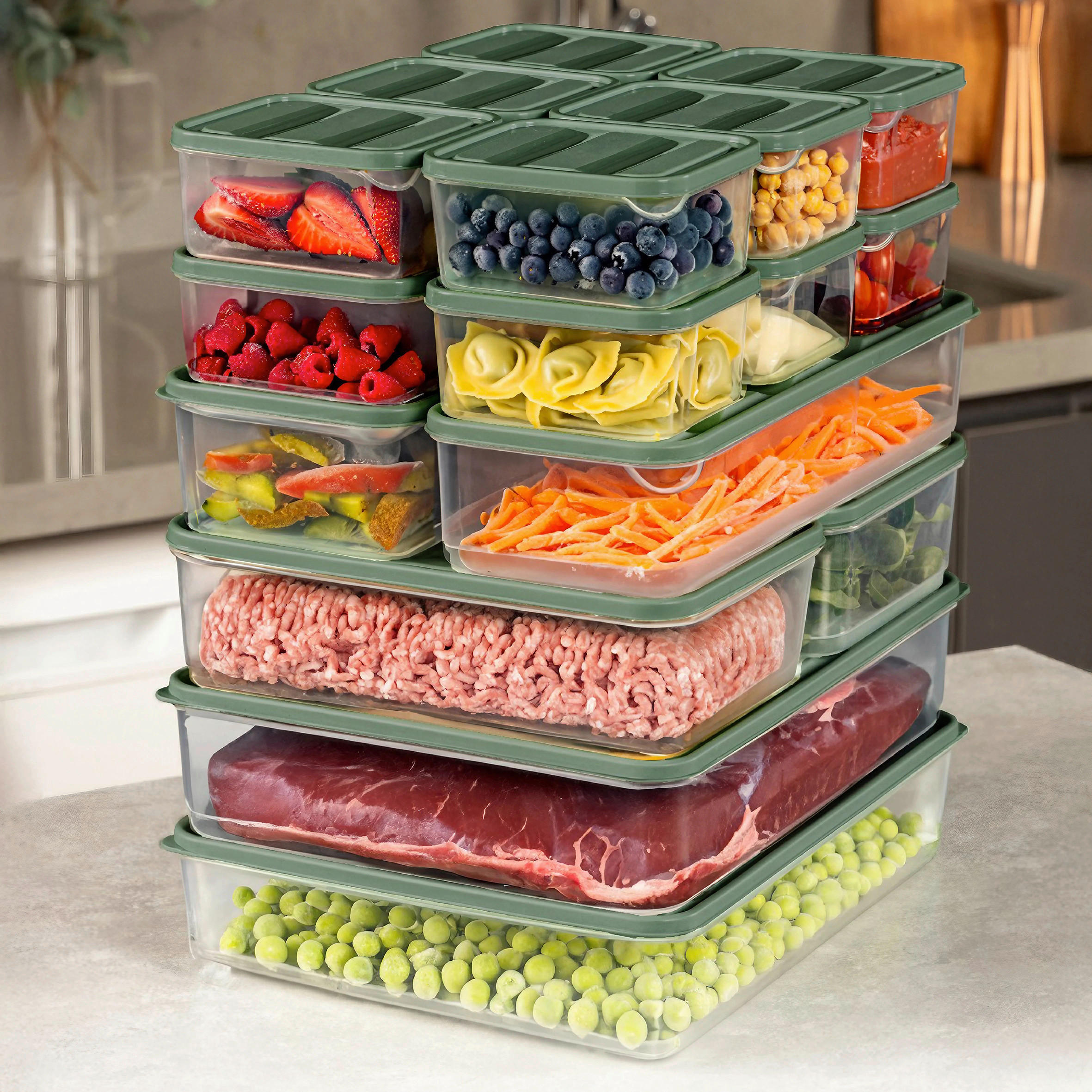 Vorratsdosenset Grün 18-teilig