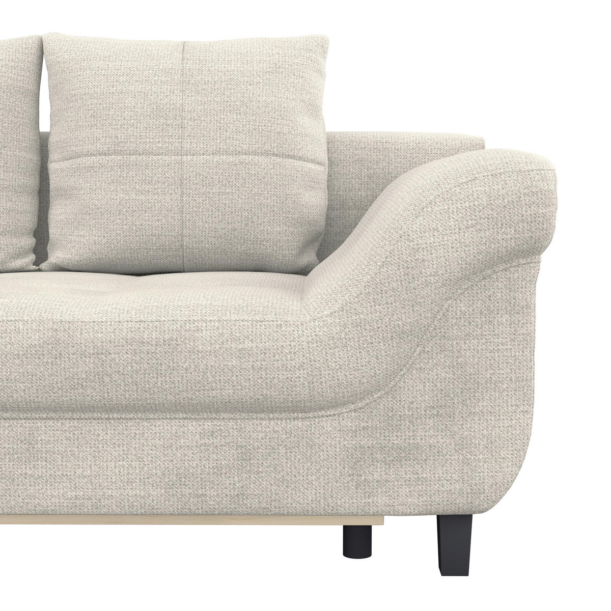 ECKSOFA MENDOZA NEW Creme Chenille, Struktur Zierkissen, Rückenkissen, Bettkasten  - Creme/Schwarz, KONVENTIONELL, Textil (197/309cm) - MID.YOU