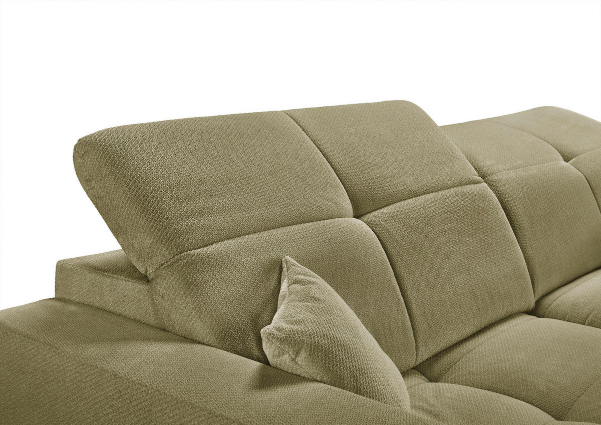 ECKSOFA Olivgrün Webstoff  - Schwarz/Olivgrün, KONVENTIONELL, Textil/Metall (285/180cm) - SetOne by Musterring