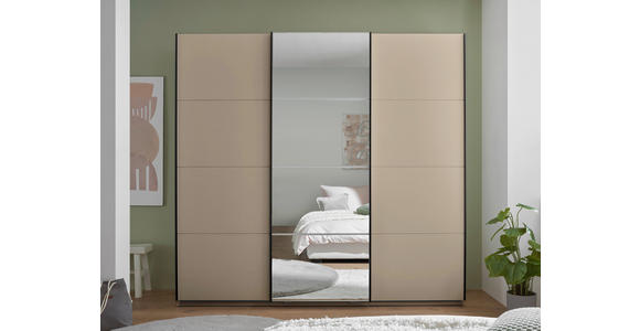 SCHWEBETÜRENSCHRANK in Kaschmir - Kaschmir/Schwarz, KONVENTIONELL, Glas/Holzwerkstoff (215/204/63cm) - Carryhome