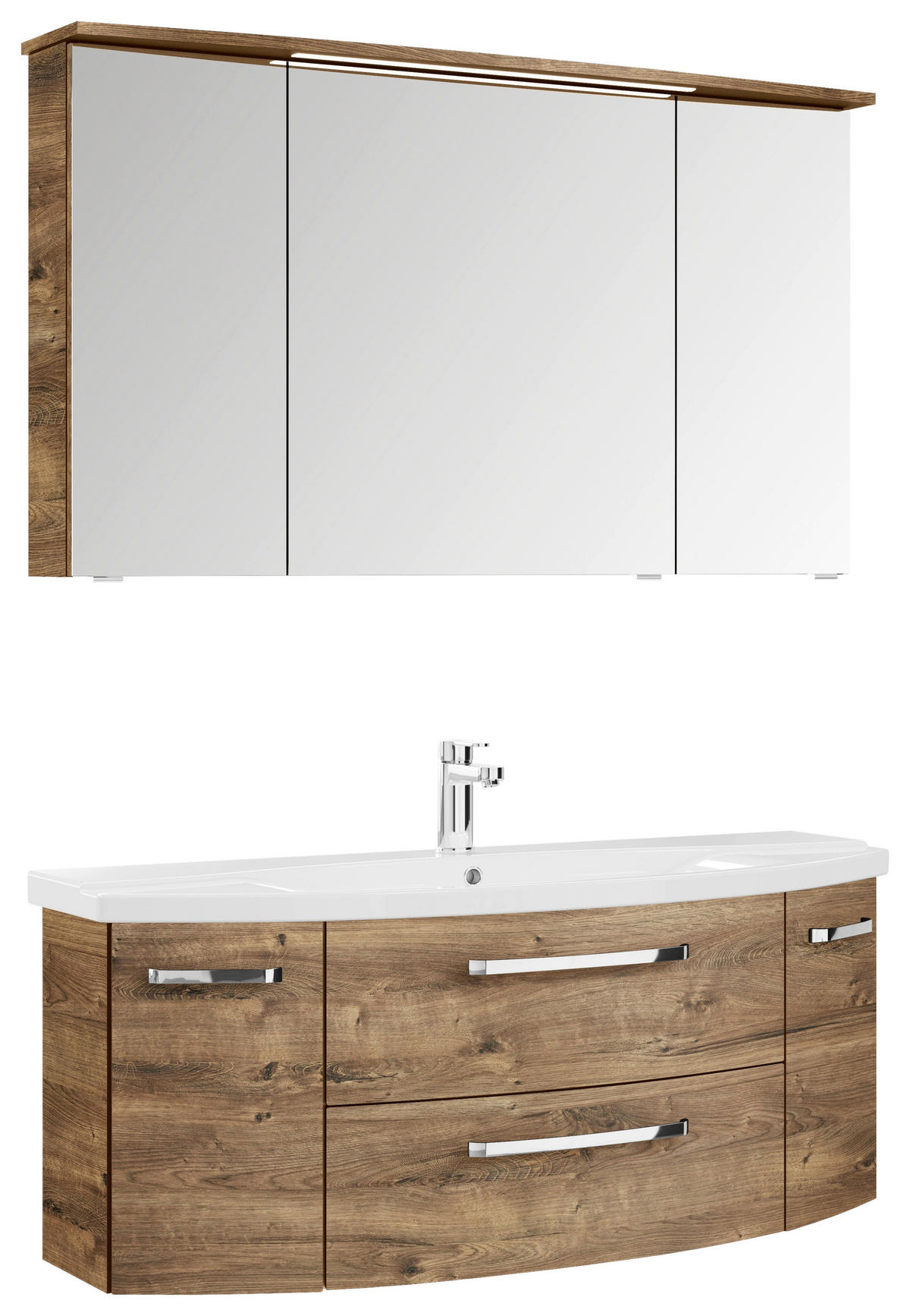 FÜRDŐSZOBA - krómszínű/sötét tölgy, Modern, faalapú anyag/Üveg (120,5cm) - Sadena