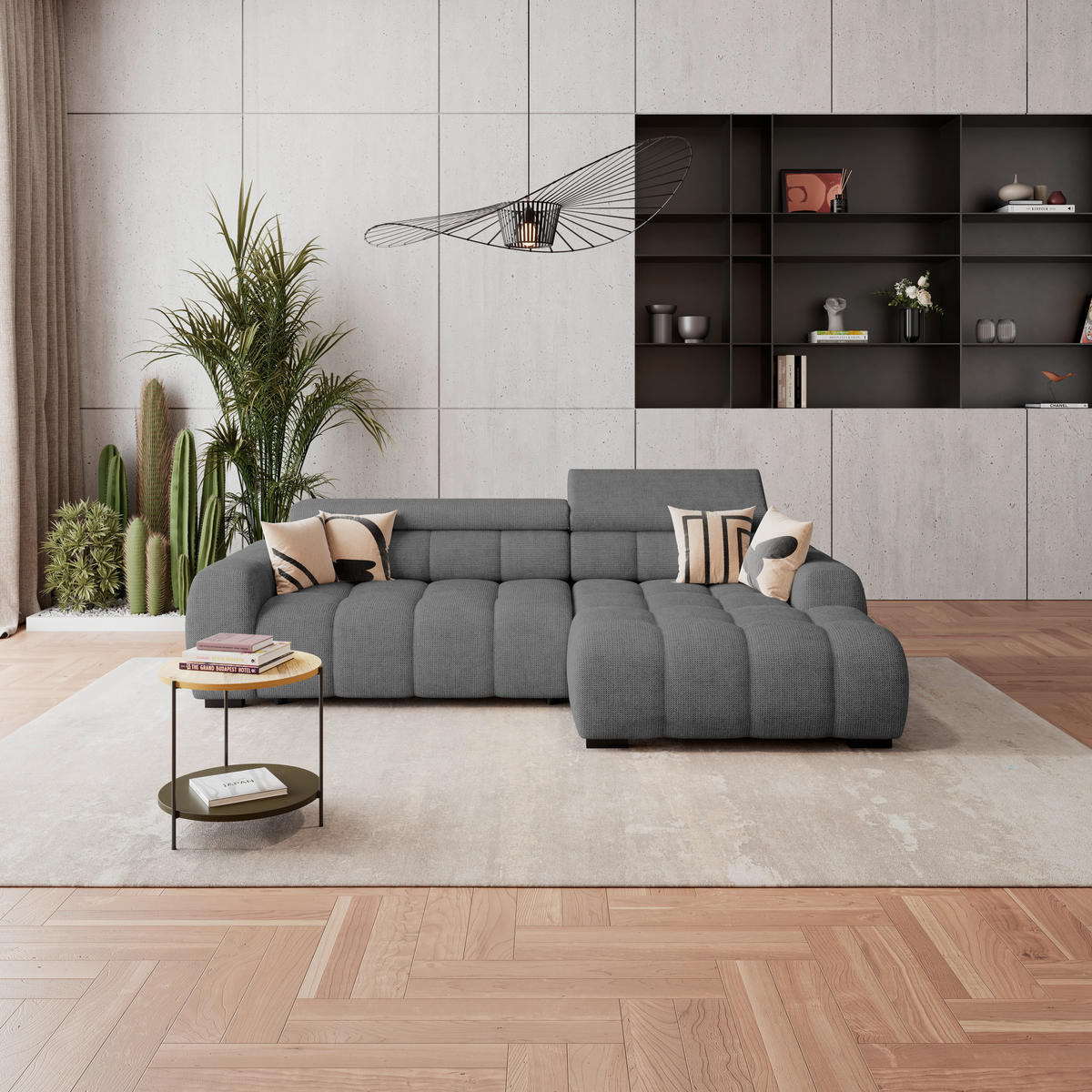 HÖRNSOFFA i vävt tyg antracit  - svart/antracit, Trend, textil/plast (285/168cm) - Livetastic