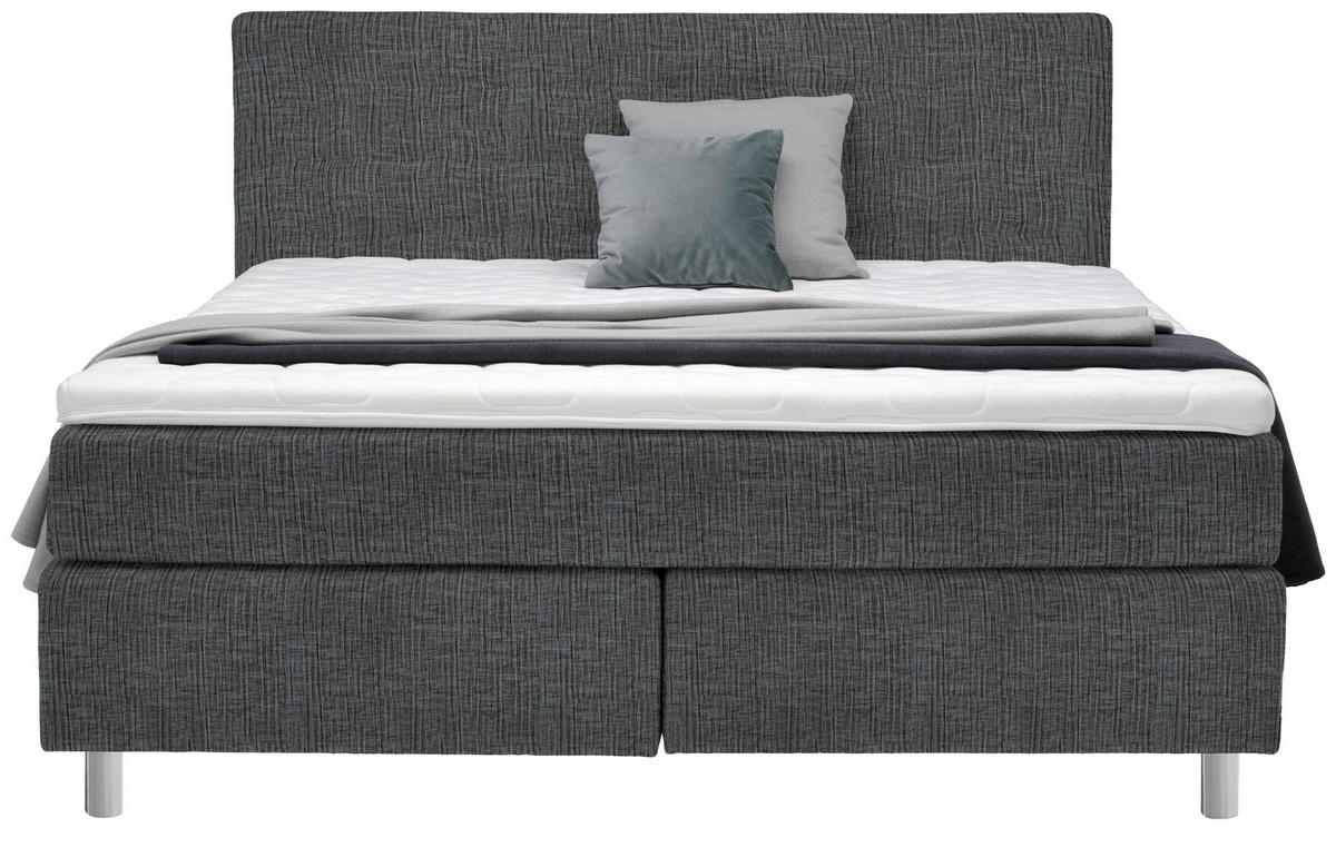 BOXSPRINGBETT 200/200 cm  in Grau  - Chromfarben/Grau, Konventionell, Kunststoff/Textil (200/200cm) - Voleo