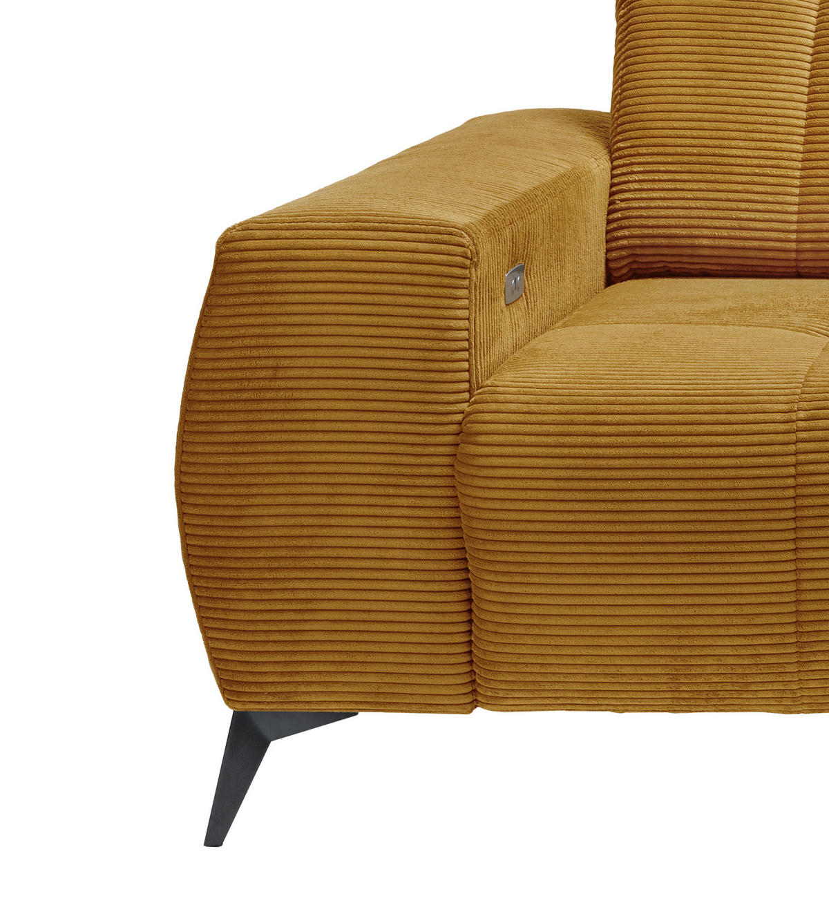 ECKSOFA in Cord Goldfarben  258/180 cm  - Goldfarben/Schwarz, MODERN, Textil/Metall (258/180cm) - Livetastic