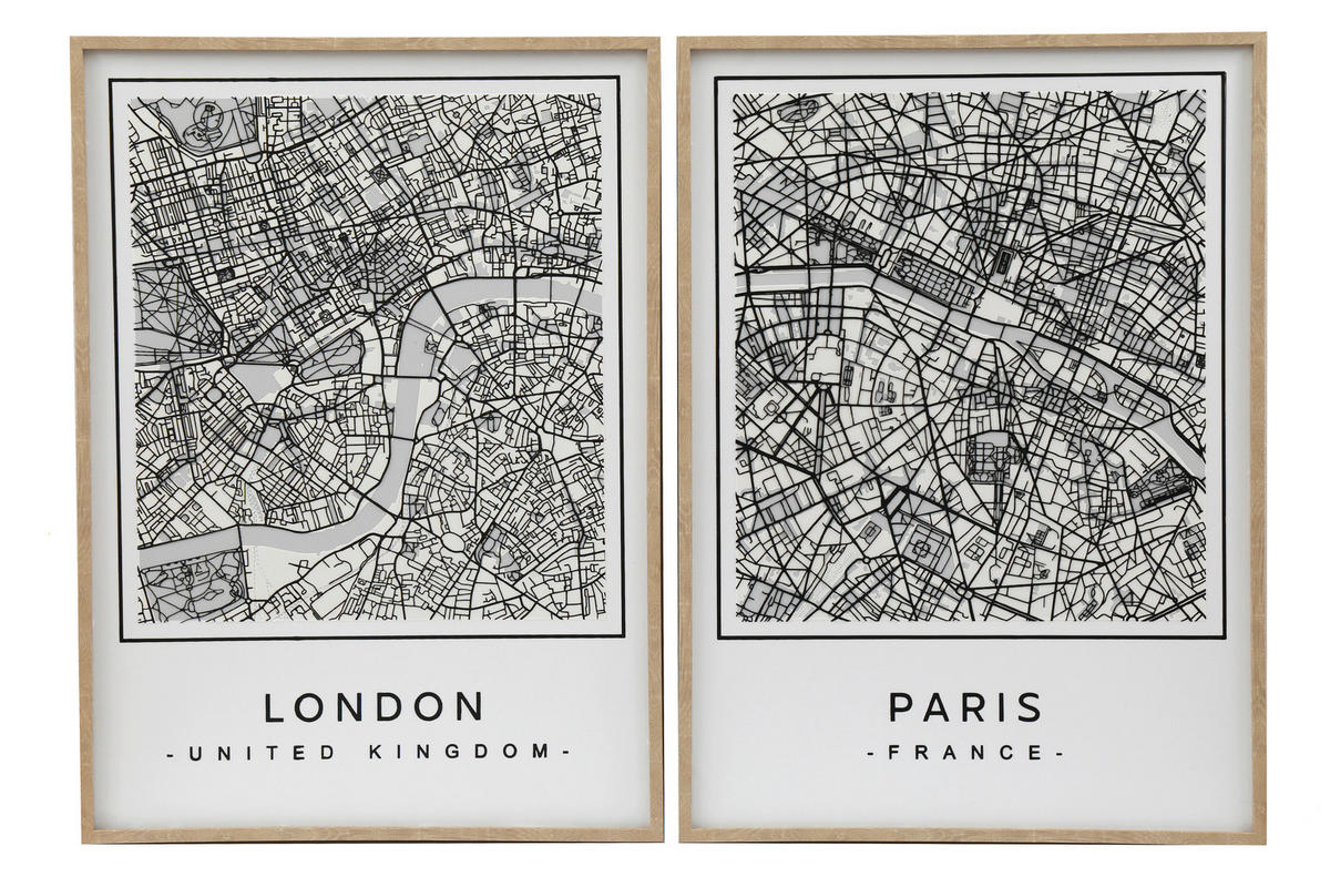 VÁSZONKÉP 53/73/3 cm  - fekete/fehér, Basics, faalapú anyag (53/73/3cm)