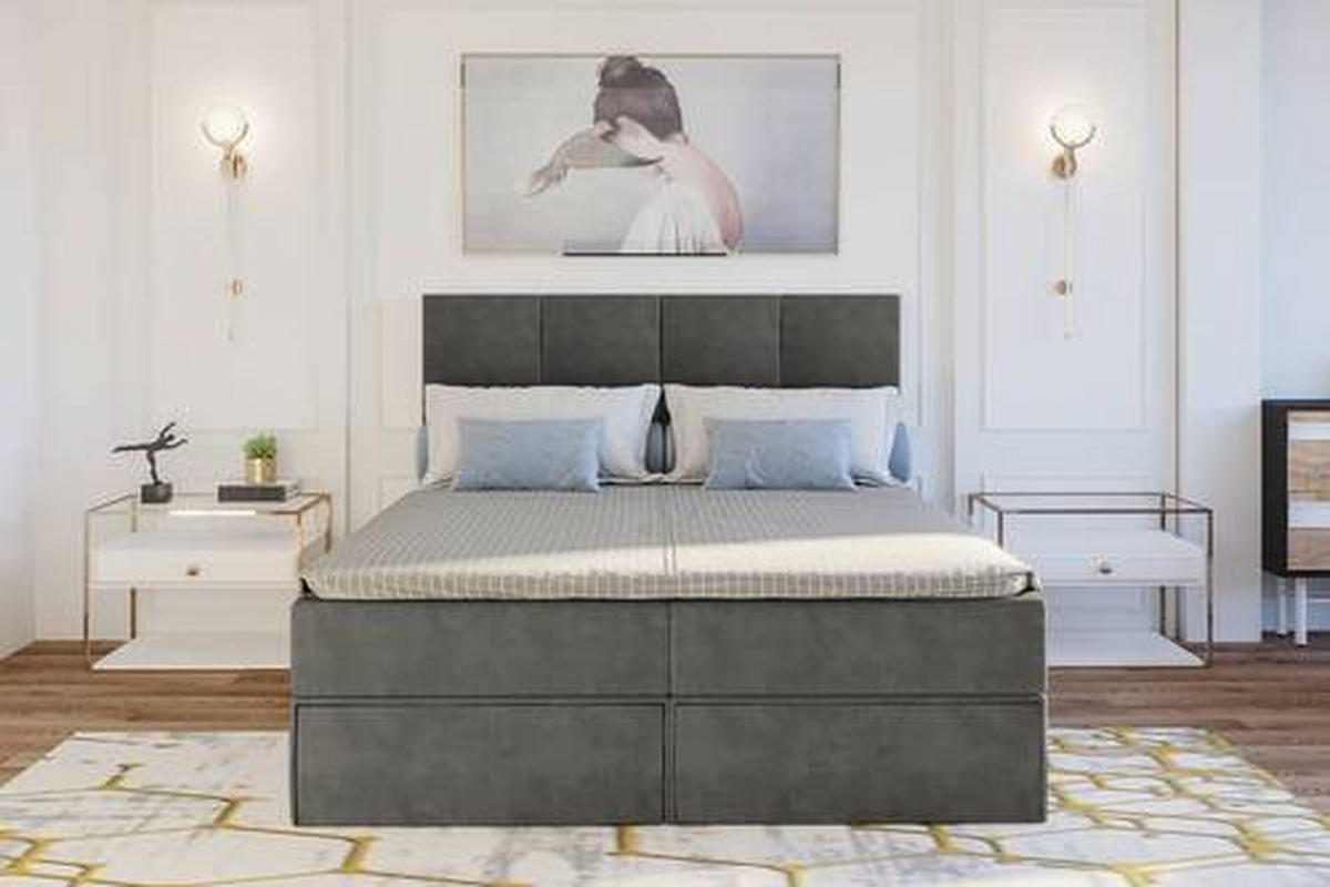 BOXBETT 140/200 cm  in Schlammfarben  - Schlammfarben/Schwarz, Konventionell, Kunststoff/Textil (140/200cm) - Boxxx