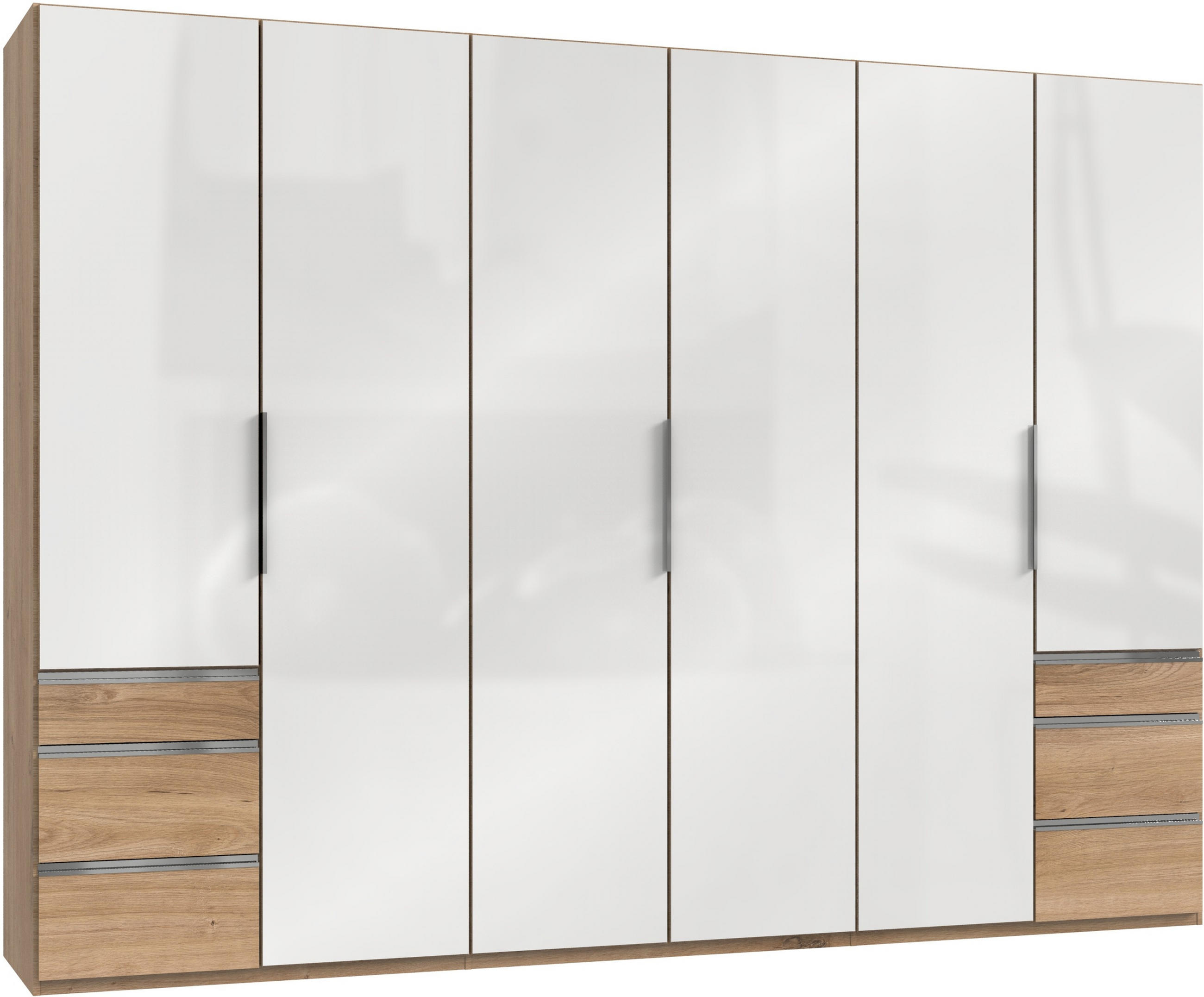 DREHTÜRENSCHRANK 300/216/58 cm 6-türig  - Chromfarben/Eichefarben, MODERN, Holzwerkstoff/Metall (300/216/58cm) - MID.YOU