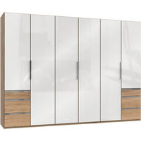 DREHTÜRENSCHRANK in Weiss, Eichefarben  - Chromfarben/Weiss, Modern, Glas/Holzwerkstoff (300/216/58cm) - MID.YOU