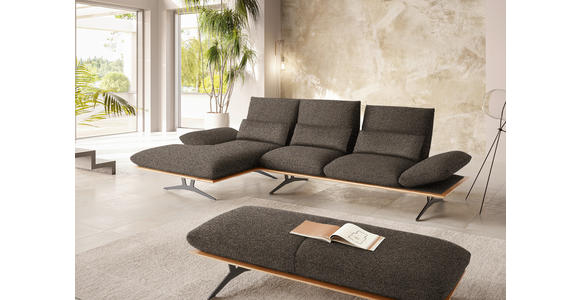 ECKSOFA in Flachgewebe Dunkelbraun  - Dunkelbraun/Schwarz, Design, Holz/Textil (159/314cm) - Dieter Knoll