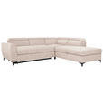 ECKSOFA Creme Velours  inkl. Bettkasten, Schlaffunktion, Rücken echt, Kopfteilverstellung, Liegefläche im Originalstoff  - Creme/Schwarz, KONVENTIONELL, Textil/Metall (255/217cm) - Carryhome