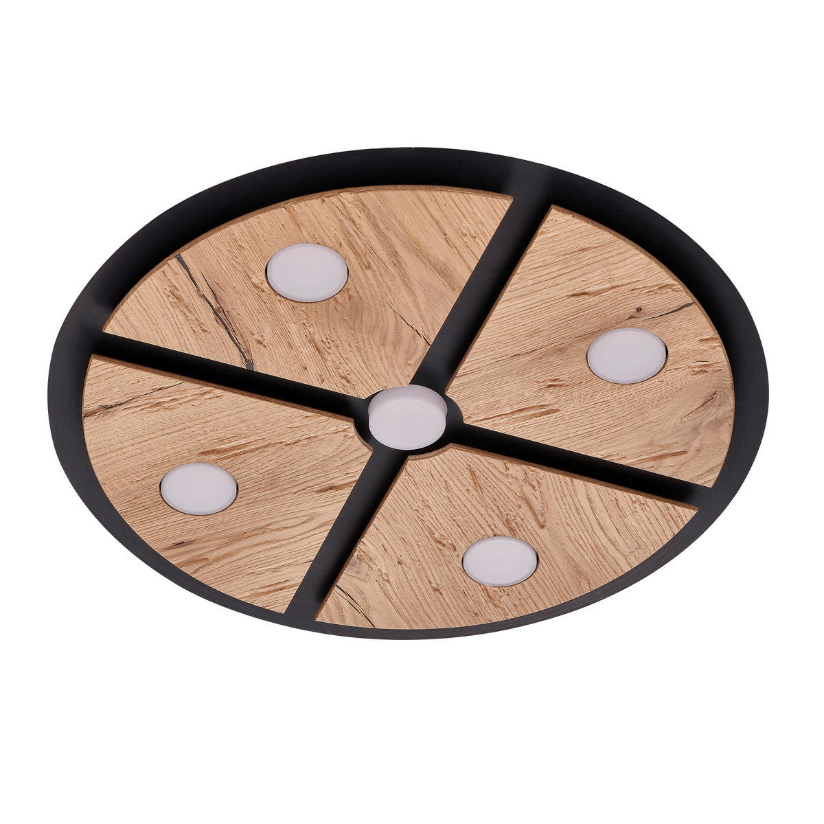 LED-DECKENLEUCHTE Rota 60/6,5 cm  - Eichefarben/Schwarz, Design, Holz/Metall (60/6,5cm) - Grossmann