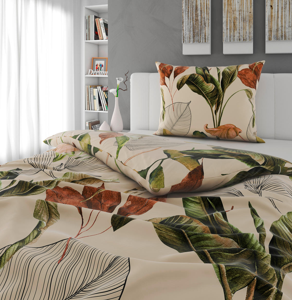 BETTWÄSCHESET CUBY Satin 160/210 cm  50 cm/70 cm  - Grün, Konventionell, Textil (160/210cm) - Novel