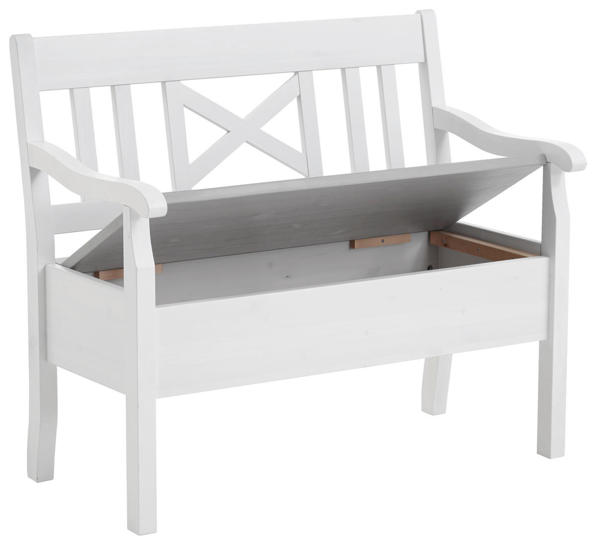 SITZBANK 105/93/58 cm Grau, Weiß Kiefer massiv  - Weiß/Grau, ROMANTIK / LANDHAUS, Holz (105/93/58cm) - Boxxx