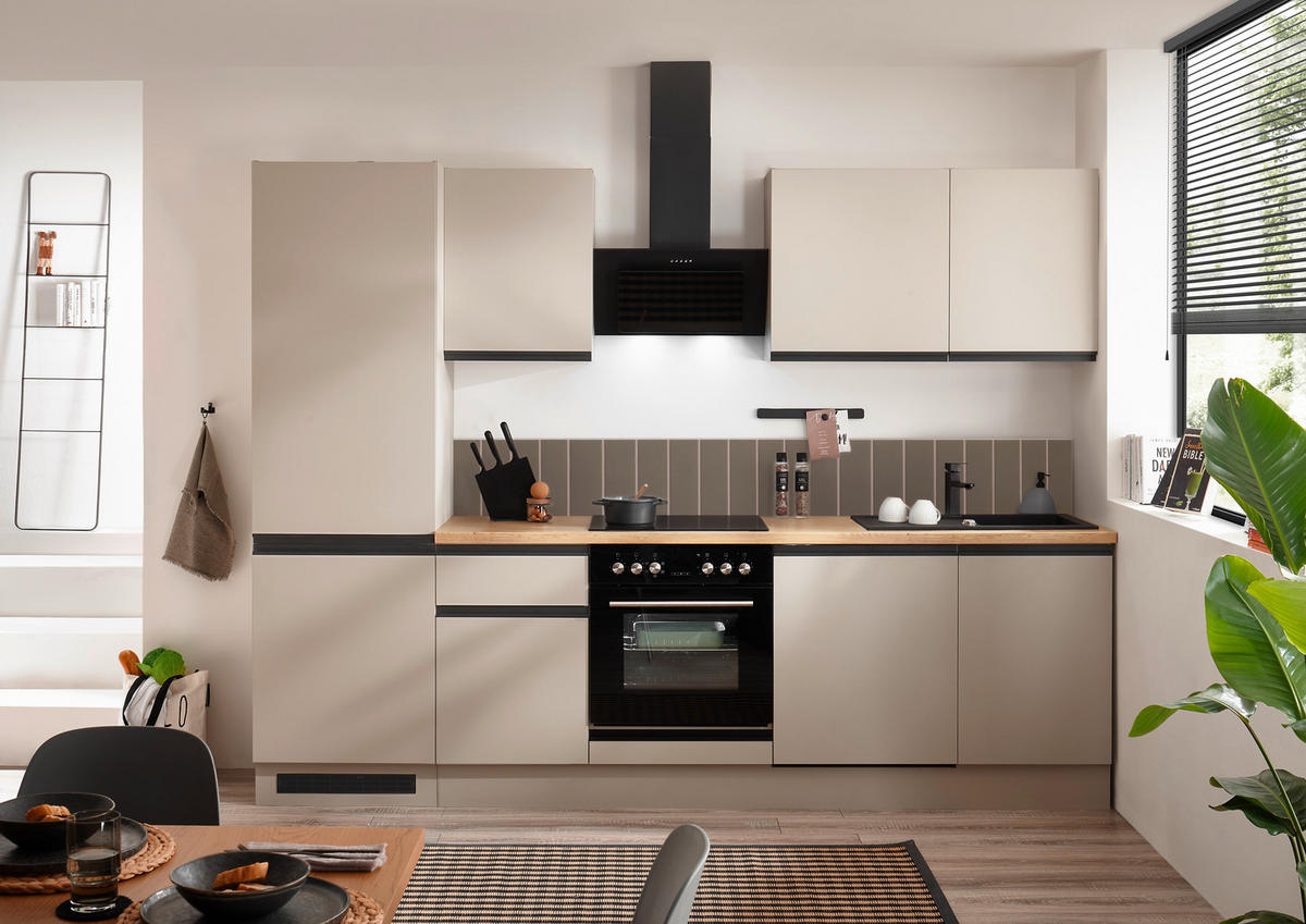 KÜCHENBLOCK 280 cm   in Seidengrau  - Eichefarben/Seidengrau, Trend, Holzwerkstoff/Metall (280cm) - P & B