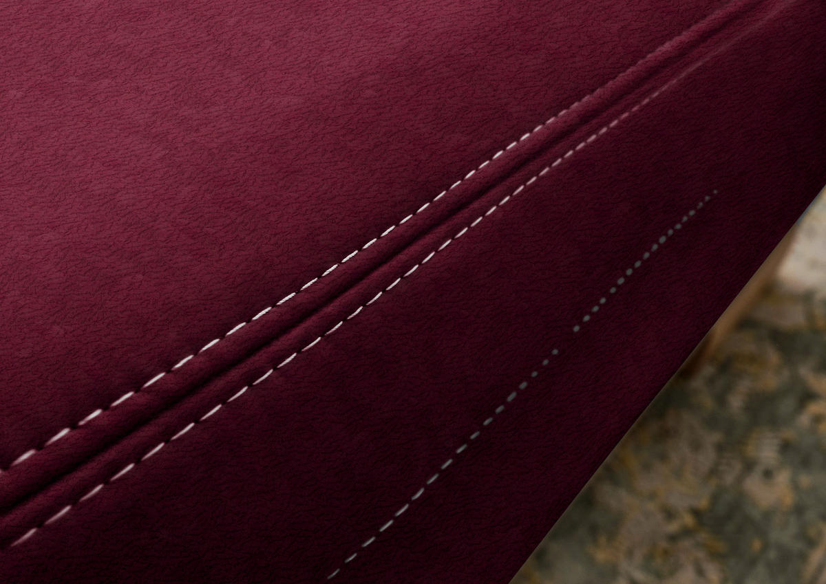 WOHNLANDSCHAFT Bordeaux Mikrofaser  - Wildeiche/Bordeaux, KONVENTIONELL, Holz/Textil (243/343/185cm) - Voleo