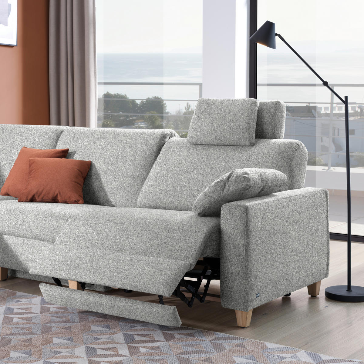 ECKSOFA  in Mikrovelours Naturfarben  203/261 cm  - Eichefarben/Naturfarben, KONVENTIONELL, Holz/Textil (203/261cm) - Sedda