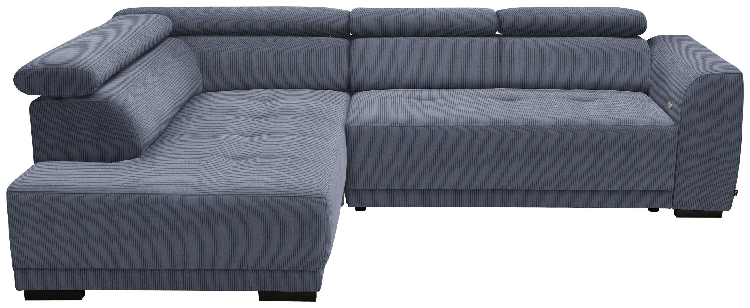 ECKSOFA in Feincord Blaugrau  - Blaugrau/Schwarz, Design, Kunststoff/Textil (205/284cm) - MID.YOU