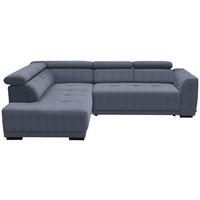 ECKSOFA in Feincord Blaugrau  - Blaugrau/Schwarz, Design, Kunststoff/Textil (205/284cm) - MID.YOU