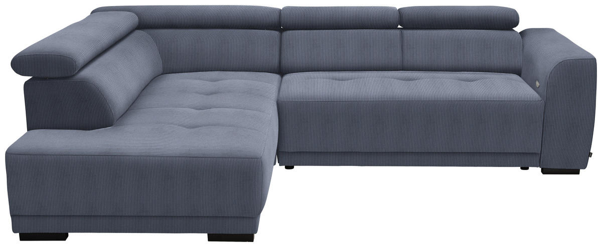 ECKSOFA in Feincord Blaugrau  - Blaugrau/Schwarz, Design, Kunststoff/Textil (205/284cm) - MID.YOU
