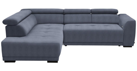 ECKSOFA  in Feincord Blaugrau  205/284 cm  - Blaugrau/Schwarz, Design, Kunststoff/Textil (205/284cm) - Xora