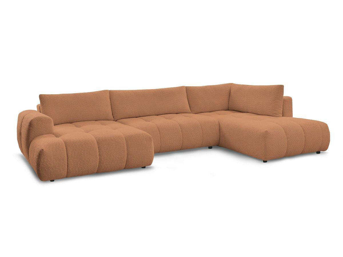 WOHNLANDSCHAFT  FUJI  Orange Bouclé  - Schwarz/Orange, MODERN, Kunststoff/Textil (160/377/204cm)