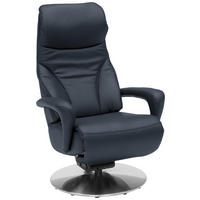 RELAXSESSEL in Leder Dunkelblau  - Edelstahlfarben/Dunkelblau, Design, Leder/Metall (75/117/88cm) - Dieter Knoll