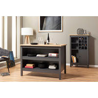WEINSCHRANK  - Anthrazit/Schwarz, MODERN, Holzwerkstoff/Kunststoff (76,8/124,4/33cm) - home24
