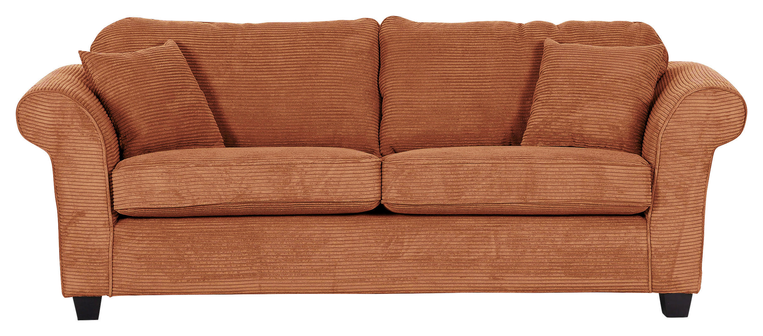 3-SITZER-SOFA Cord Rostfarben  - Rostfarben/Dunkelbraun, KONVENTIONELL, Holz/Textil (215/70/90cm) - home24