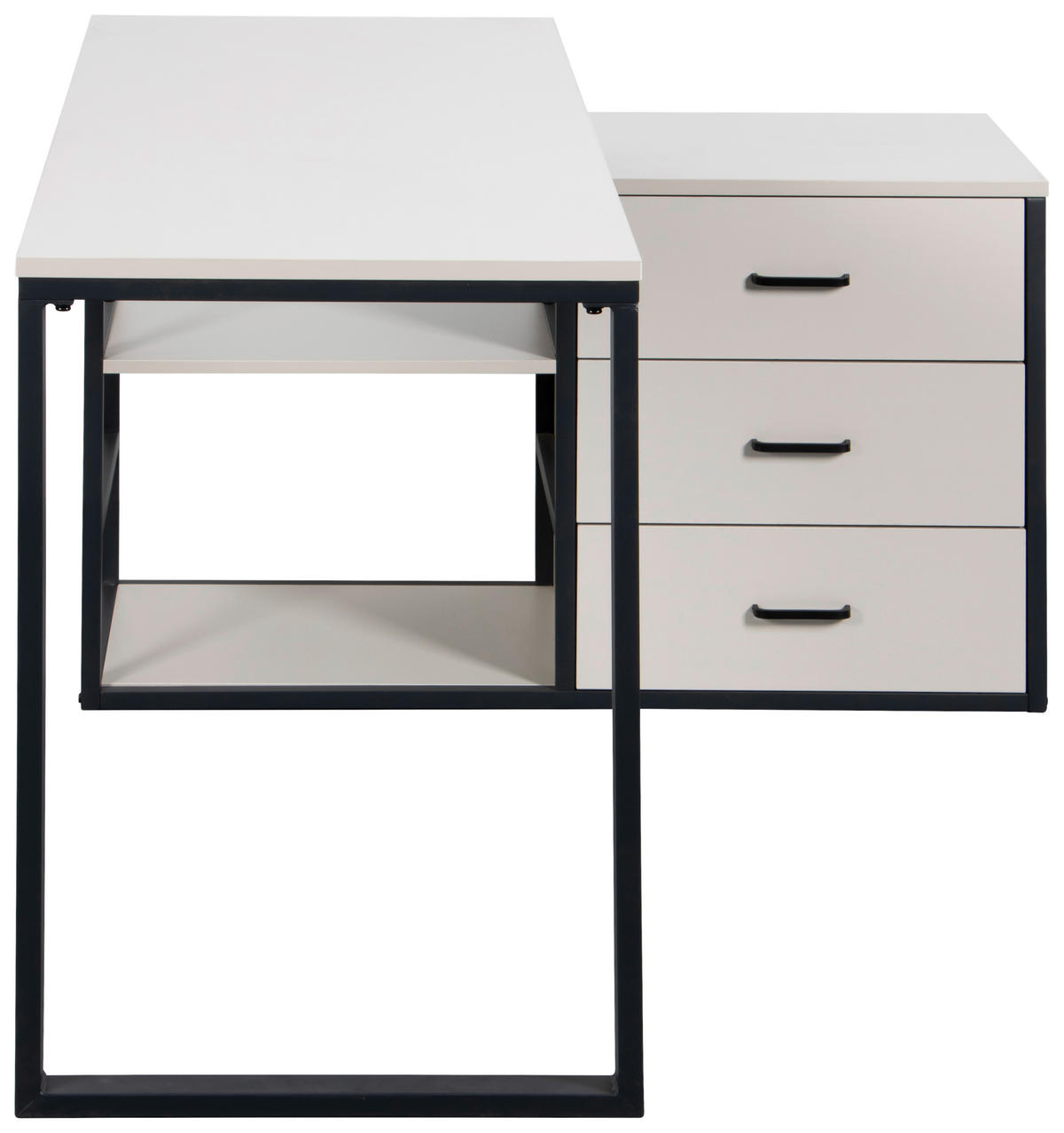 SAROKÍRÓASZTAL  - kasmírszínű/fekete, Modern, faalapú anyag/fém (140/100/75cm) - Livetastic
