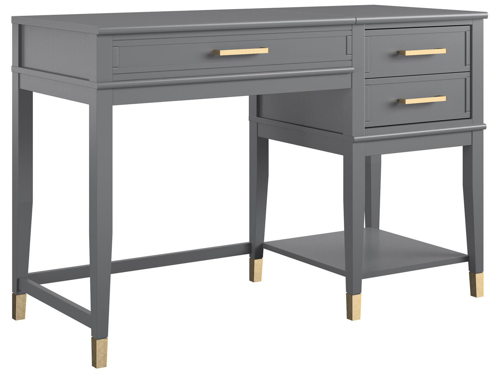 SCHREIBTISCH 116/77/50 cm in Graphitfarben - Goldfarben/Graphitfarben, Design, Holzwerkstoff/Metall (116/77/50cm) - MID.YOU