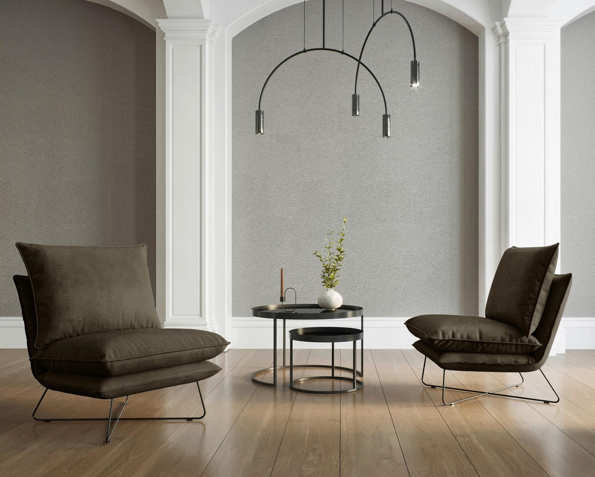 SESSEL in Velours Braun  - Schwarz/Braun, Design, Textil/Metall (72/84/90cm) - Hom`in