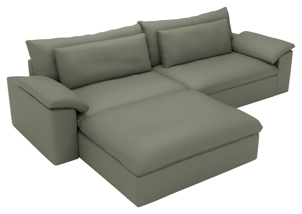 ECKSOFA  Chenille Graugrün  - Schwarz/Graugrün, Modern, Kunststoff/Textil (198/306cm) - Carryhome
